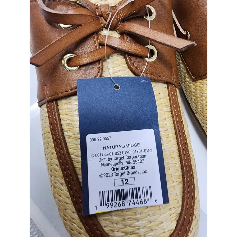 Universal Thread Womens Woven Boat Shoes Brown Straw Casual Size 12
